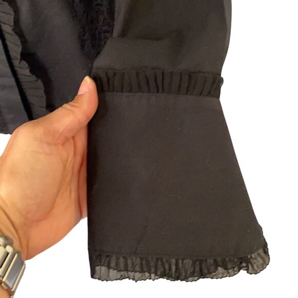 Laundry by Shelli Segal Women’s Size 4 Black Lace Long Sleeve Hidden Button Top - Picture 8 of 16